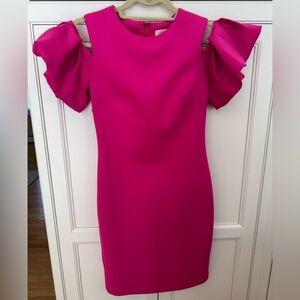 Ted Baker London Fuchsia Ruffle Sleeve Mini Dress
